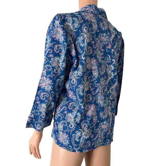 Ralph Lauren Sleep Shirt Pajama top Embroidered Logo Paisley Blue black label M - Picture 9 of 9